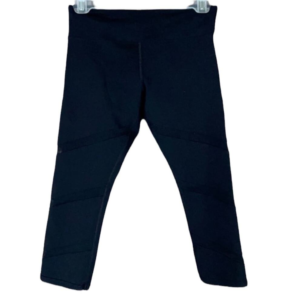 Lorna Jane Black Capri Leggings Mesh Panels Size XS X-Small